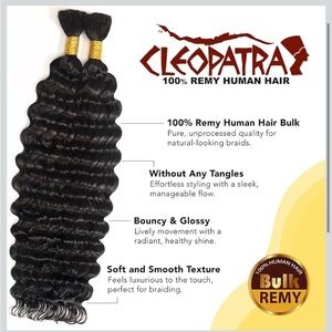 NWT 14 inch French loose deep bulk braiding hair 1B remy human hair